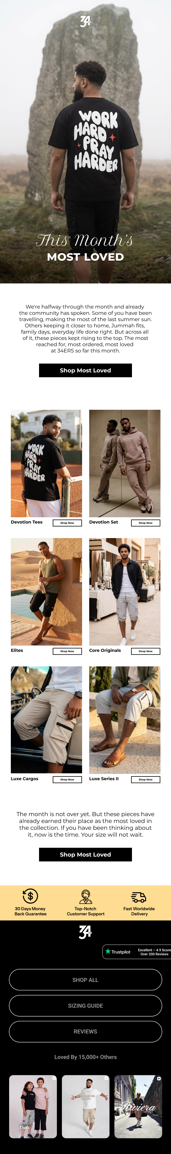 Thirty4ers — monthly bestsellers campaign